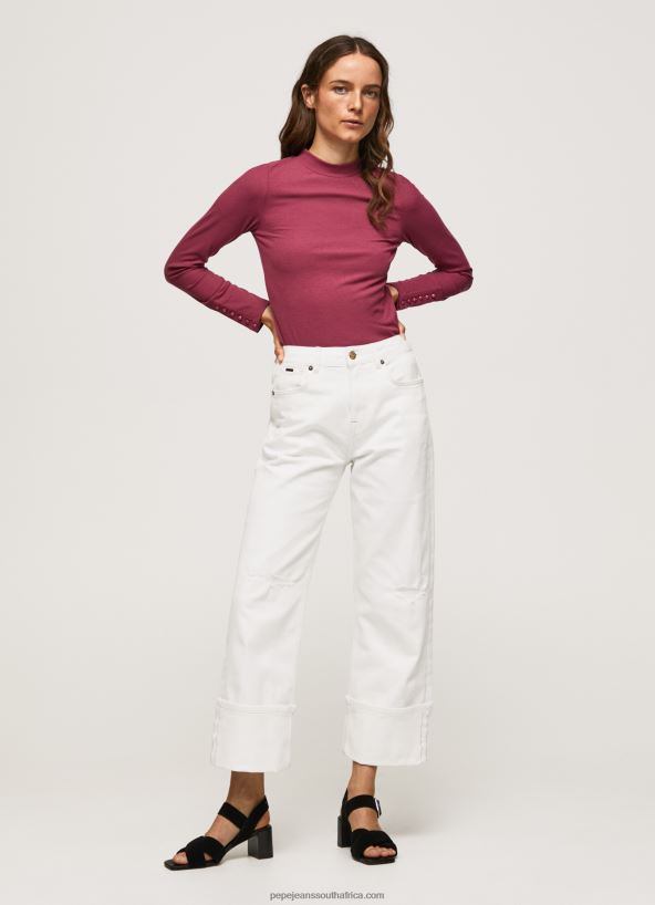 Dark Blush Ribbed Long Sleeve T-Shirt Pepe Jeans L20F2F393 Women - Image 2