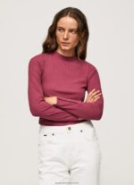 Dark Blush Ribbed Long Sleeve T-Shirt Pepe Jeans L20F2F393 Women - Image 4