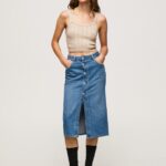 Denim Cotton Denim Midi Skirt Pepe Jeans L20F2F100 Women