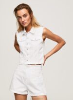 Denim Embroidered Flower Denim Waistcoat Pepe Jeans L20F2F130 Women - Image 3