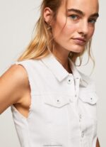 Denim Embroidered Flower Denim Waistcoat Pepe Jeans L20F2F130 Women - Image 4