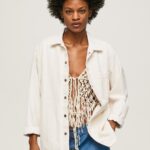 Denim Striped Print Denim Overshirt Pepe Jeans L20F2F353 Women