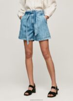 Denim Striped Print Denim Shorts Pepe Jeans L20F2F478 Women - Image 2