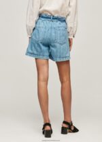 Denim Striped Print Denim Shorts Pepe Jeans L20F2F478 Women - Image 5