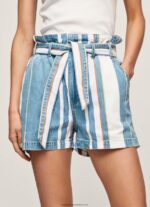 Denim Striped Print Denim Shorts Pepe Jeans L20F2F493 Women - Image 3