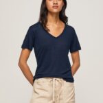 Dulwich Linen V-Neck T-Shirt Pepe Jeans L20F2F467 Women