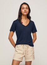 Dulwich Linen V-Neck T-Shirt Pepe Jeans L20F2F467 Women