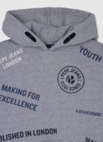 Grey Marl Adjustable Cotton Hoodie Pepe Jeans L20F2F1587 Boy - Image 3