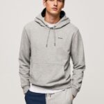 Grey Marl Adjustable Cotton Hoodie Pepe Jeans L20F2F896 Men