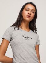 Grey Marl Basic Logo T-Shirt Pepe Jeans L20F2F401 Women - Image 2