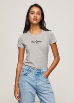 Grey Marl Basic Logo T-Shirt Pepe Jeans L20F2F401 Women