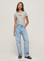 Grey Marl Basic Logo T-Shirt Pepe Jeans L20F2F401 Women - Image 3