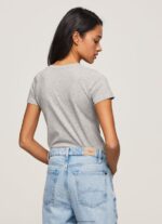 Grey Marl Basic Logo T-Shirt Pepe Jeans L20F2F401 Women - Image 4