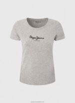 Grey Marl Basic Logo T-Shirt Pepe Jeans L20F2F401 Women - Image 5