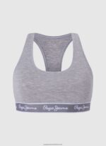 Grey Marl Cotton Sports Bra Pepe Jeans L20F2F544 Women