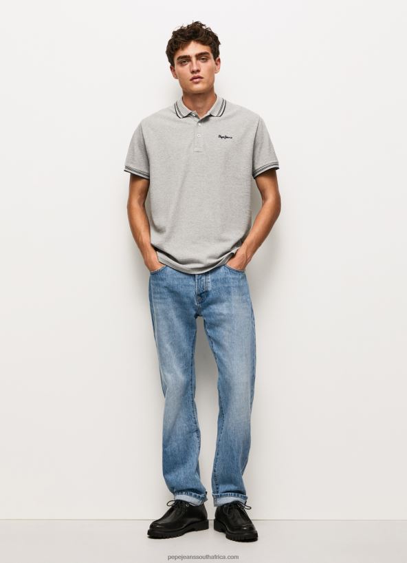 Grey Marl Embroidered Logo Pique Polo Shirt Pepe Jeans L20F2F1077 Men - Image 2