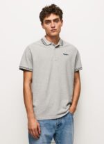 Grey Marl Embroidered Logo Pique Polo Shirt Pepe Jeans L20F2F1077 Men - Image 3