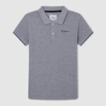 Grey Marl Embroidered Logo Pique Polo Shirt Pepe Jeans L20F2F1666 Boy