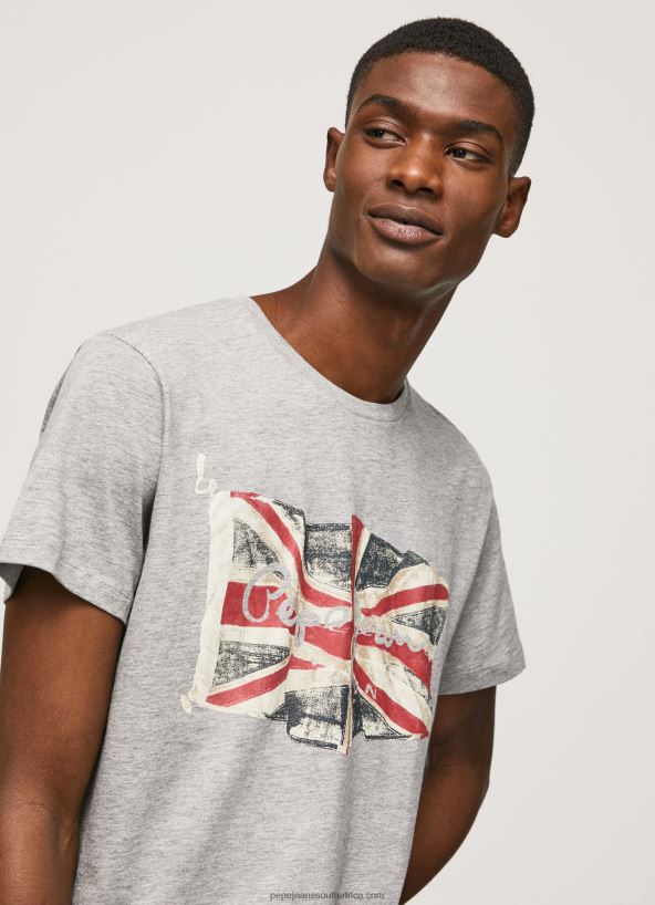 Grey Marl Flag Logo N Waving Flag T-Shirt Pepe Jeans L20F2F936 Men - Image 3