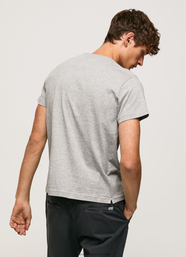 Grey Marl Flag Print Cotton T-Shirt Pepe Jeans L20F2F957 Men - Image 4