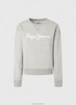 Grey Marl Logo Printed Jumper Pepe Jeans L20F2F267 Women - Image 5