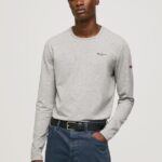 Grey Marl Long-Sleeved Cotton T-Shirt Pepe Jeans L20F2F1006 Men