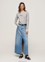 Grey Marl Long-Sleeved Cotton T-Shirt Pepe Jeans L20F2F473 Women - Image 2