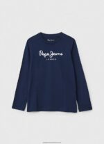 Grey Marl Long-Sleeved Front Logo T-Shirt Pepe Jeans L20F2F1631 Boy - Image 5