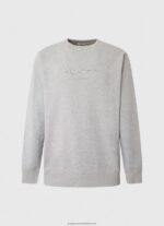 Grey Marl Printed Logo Cotton Jumper Pepe Jeans L20F2F895 Men - Image 5