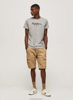 Grey Marl Printed Logo Cotton T-Shirt Pepe Jeans L20F2F1001 Men - Image 2
