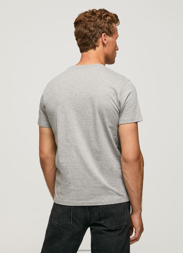 Grey Marl Printed Logo Cotton T-Shirt Pepe Jeans L20F2F1001 Men - Image 4