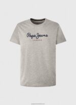 Grey Marl Printed Logo Cotton T-Shirt Pepe Jeans L20F2F1001 Men - Image 5