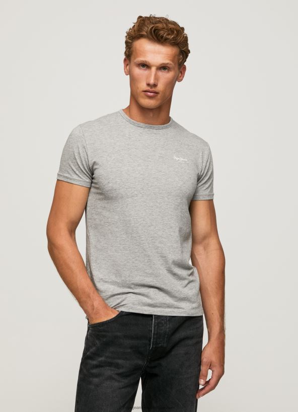 Grey Marl Printed Logo Cotton T-Shirt Pepe Jeans L20F2F1013 Men - Image 3