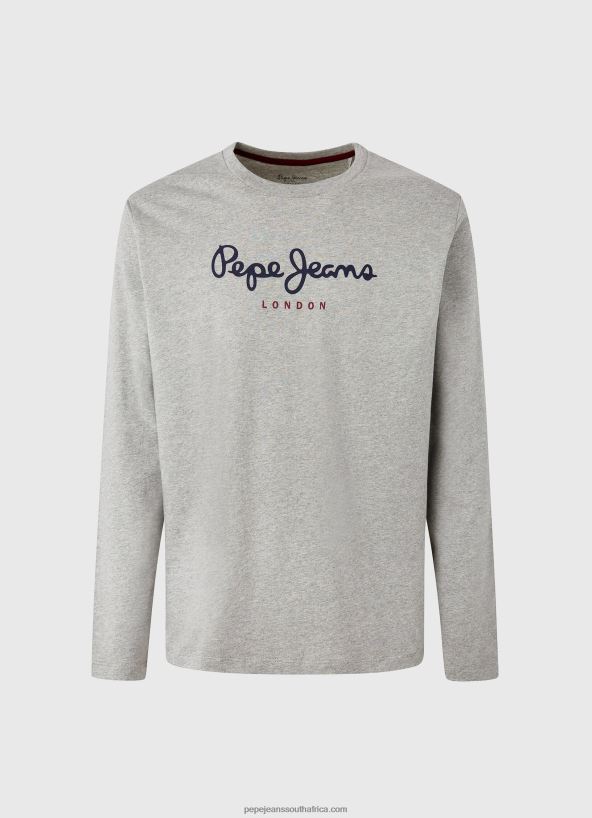Grey Marl Printed Logo Cotton T-Shirt Pepe Jeans L20F2F1017 Men - Image 4