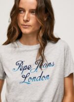 Grey Marl Printed Logo Cotton T-Shirt Pepe Jeans L20F2F412 Women - Image 3