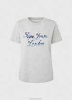 Grey Marl Printed Logo Cotton T-Shirt Pepe Jeans L20F2F412 Women - Image 5