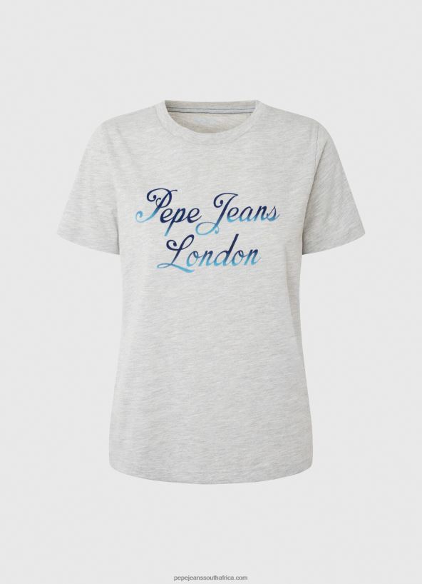 Grey Marl Printed Logo Cotton T-Shirt Pepe Jeans L20F2F412 Women - Image 5