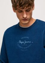 Indigo Rounded Collar Cotton Jumper Pepe Jeans L20F2F868 Men - Image 3