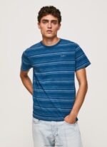 Indigo Striped Printed Cotton T-Shirt Pepe Jeans L20F2F966 Men - Image 3