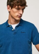 Indigo Worn-Effect Cotton Polo Shirt Pepe Jeans L20F2F1079 Men - Image 3