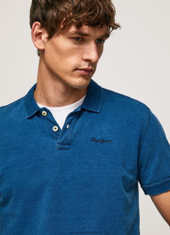 Indigo Worn-Effect Cotton Polo Shirt Pepe Jeans L20F2F1079 Men - Image 3