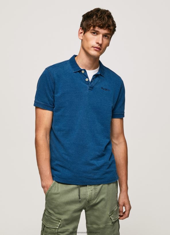 indigo_worn_effect_cotton_polo_shirt_pepe_jeans_l20f2f1079_men.jpg Indigo Worn-Effect Cotton Polo Shirt Pepe Jeans L20F2F1079 Men - Image 1