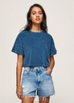 Jarman Cropped Fit Velvet T-Shirt Pepe Jeans L20F2F461 Women - Image 3