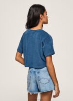 Jarman Cropped Fit Velvet T-Shirt Pepe Jeans L20F2F461 Women - Image 4