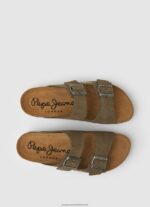 Khaki Green Bio Suede Sandals Pepe Jeans L20F2F1278 Men - Image 2
