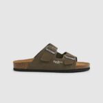 Khaki Green Bio Suede Sandals Pepe Jeans L20F2F1278 Men