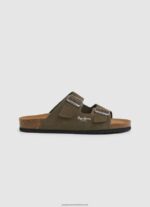 Khaki Green Bio Suede Sandals Pepe Jeans L20F2F1278 Men