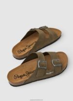 Khaki Green Bio Suede Sandals Pepe Jeans L20F2F1278 Men - Image 4