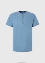 Light Blue Baker Collar Cotton T-Shirt Pepe Jeans L20F2F965 Men - Image 5