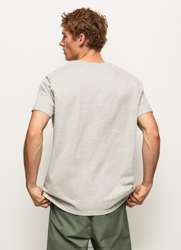Light Grey Marl Logo Print T-Shirt Pepe Jeans L20F2F971 Men - Image 4